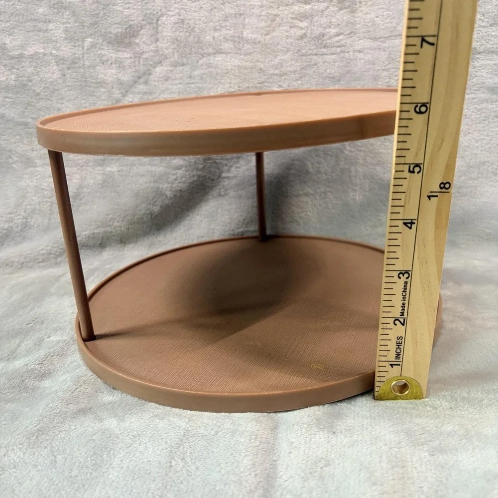 Vintage Rubbermaid 2 Tier Lazy Susan Turntable Brown Plastic‎ Cabinet Organizer